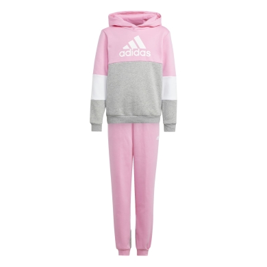 adidas dres treningowy Colourblock Fleece (mieszanka bawełny) różowy/szary dziewczęcy